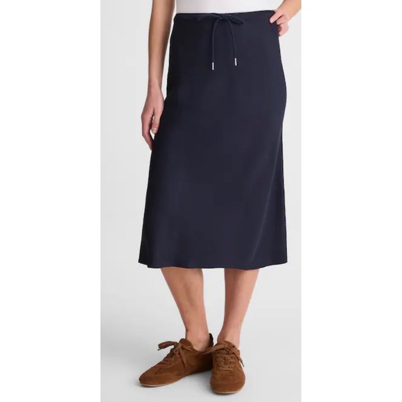 Madewell Dresses & Skirts - NWT Madewell Drawstring Midi Skirt Navy Blue Size 2 Causal Stretch